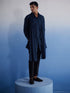 Men's Black Net Front Open Kurta